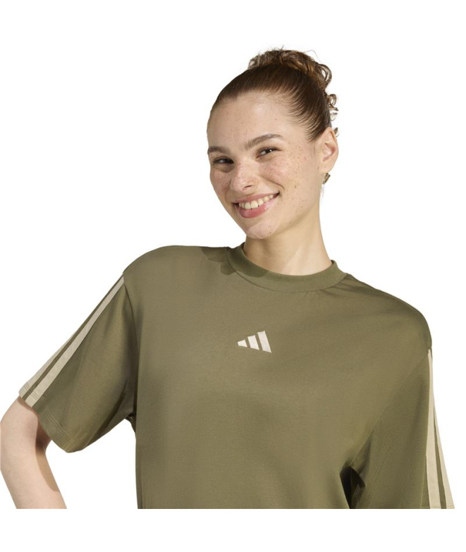 Camiseta adidas 3 Bandas Sj Bf Mujer Estoli/Cama