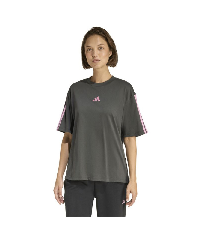 T-shirt adidas 3 Bandes Sj Bf Femme Gris/Stfltr