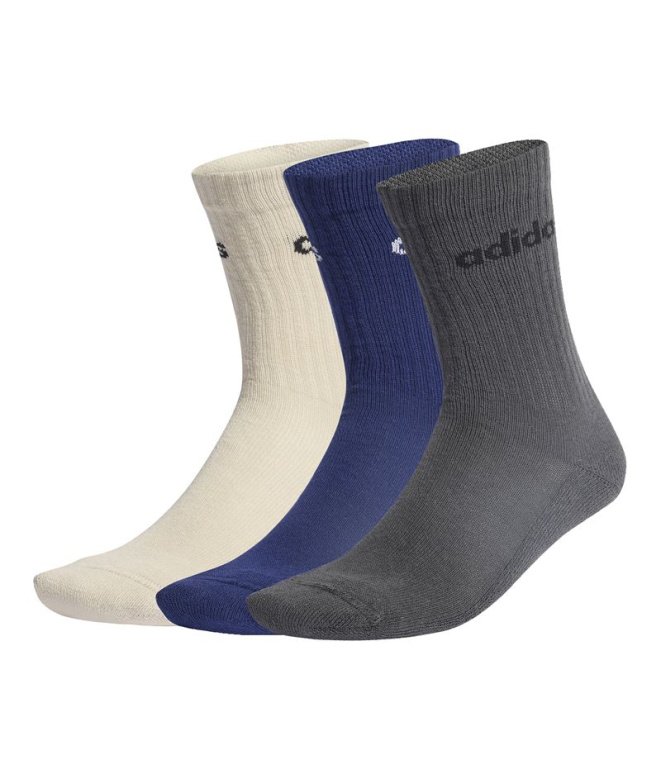 Meias adidas Linear Crew 6P Azul/Azul Escuro/Cinza