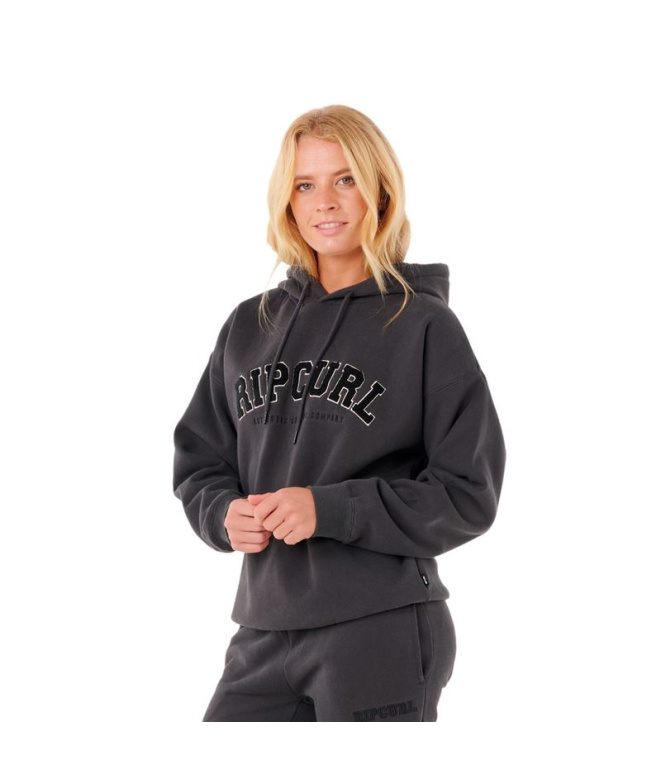 Moletom Rip Curl Hoodie Varsity Mulher Preto