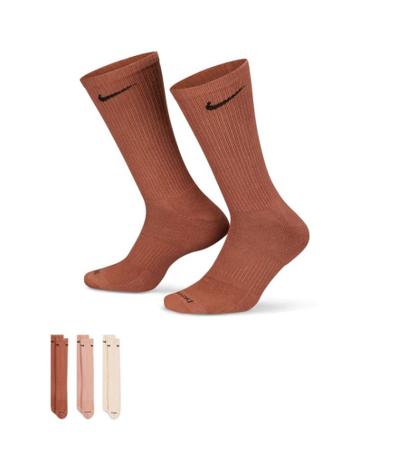 Meias Nike Everyday Plus Cushioned Crew (3 Pares) Marrom