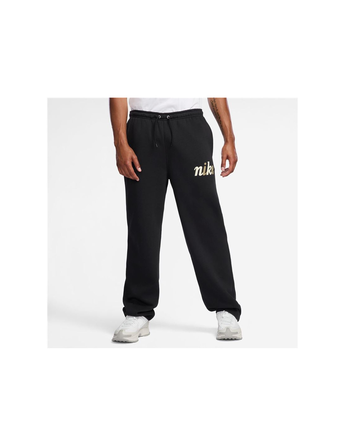 Nike Homem Preto Calça Sportswear Club Open-Hem Fleece Pants