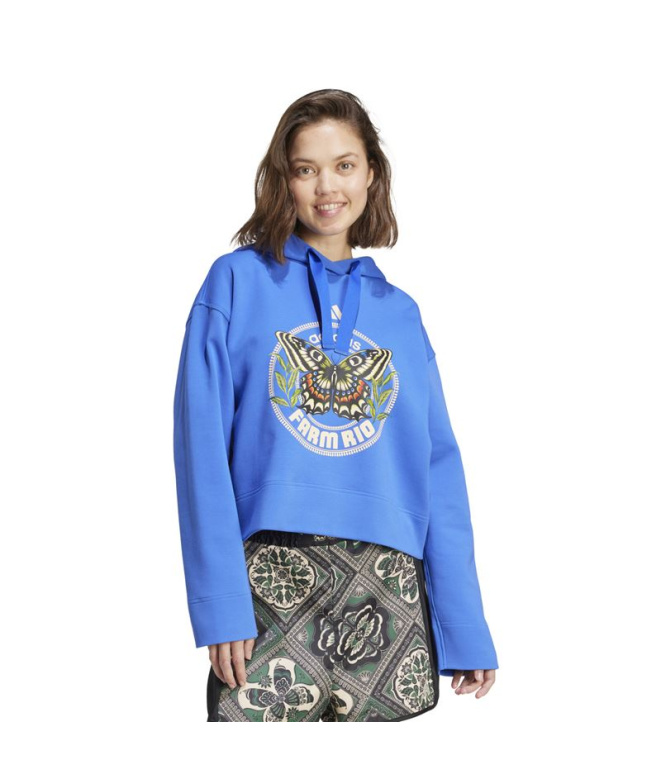 Moletom de Fitness Adidas Farm Hoodie Mulher Azul