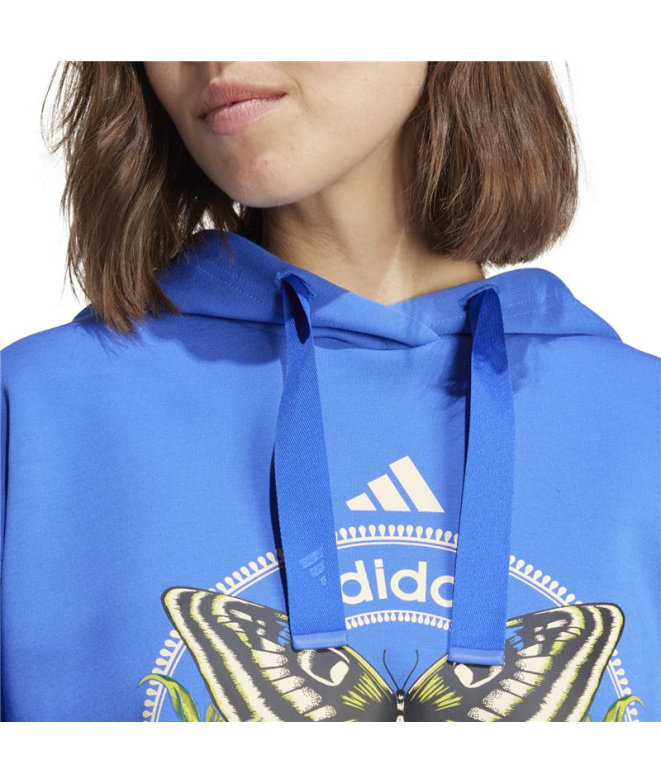 Moletom de Fitness Adidas Farm Hoodie Mulher Azul