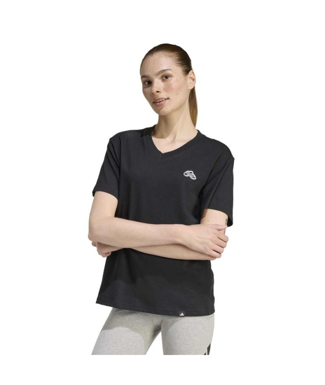 Camiseta adidas Slide Vneck Mujer Negro