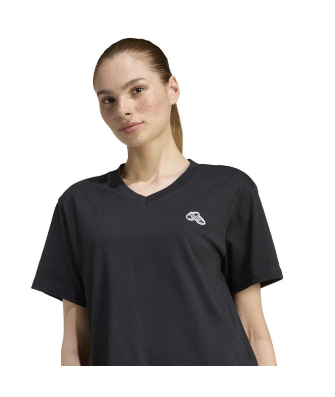Camiseta adidas Slide Vneck Mulher Preto
