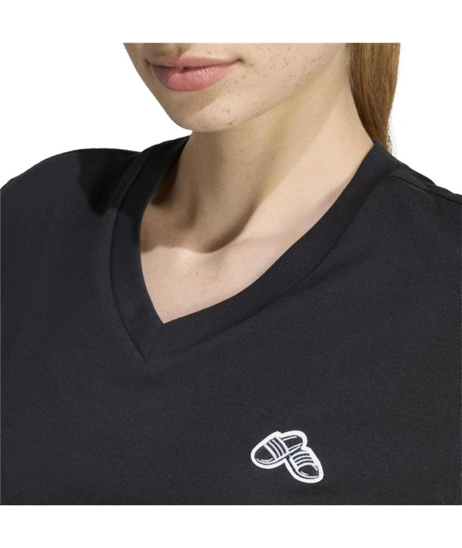Camiseta adidas Slide Vneck Mujer Negro