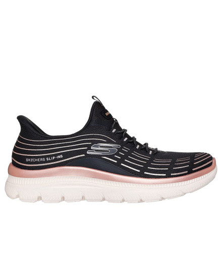 Chaussures Skechers Summits Plus - Soft Luster Noir/Rose...