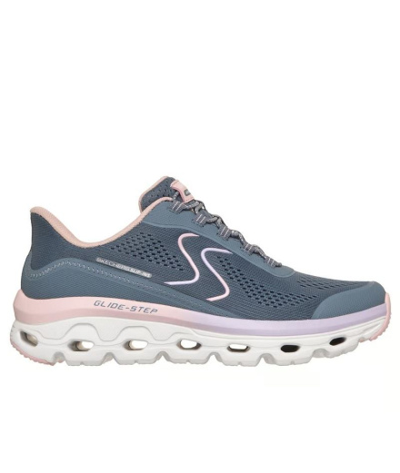 Zapatillas Skechers Glide Step Sole Mujer Slate /Pink Trim