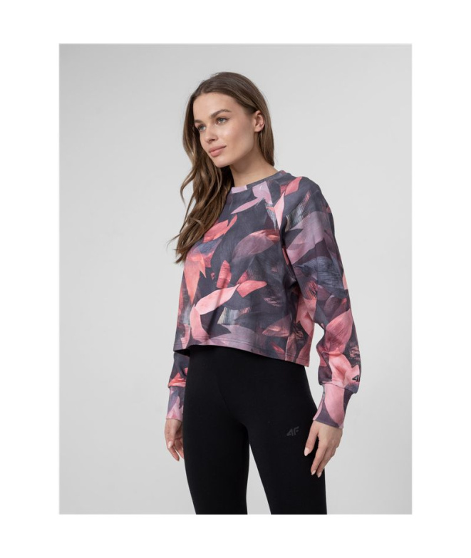 Camiseta de montanha 4F Crop Top preto Mulher