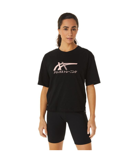 Camiseta de fitness Asics Tiger preto Mulher