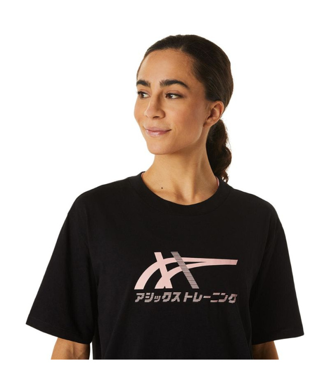 Camiseta de fitness Asics Tiger preto Mulher
