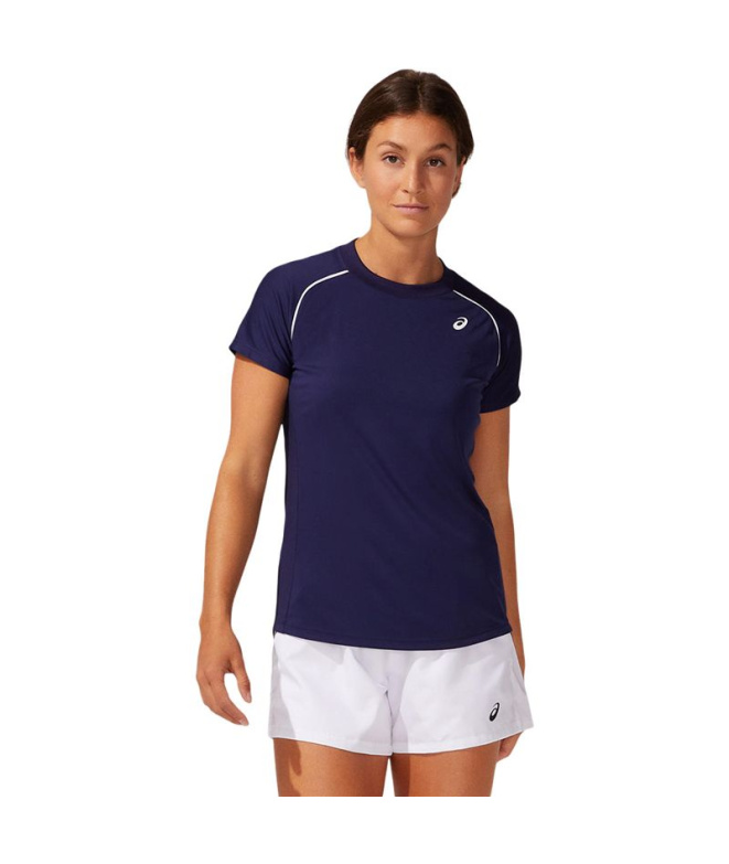Camiseta ASICS Court Piping Mulher Blue