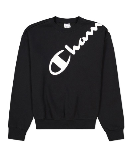 Sweat Champion Logo Diagonal Noir Femme