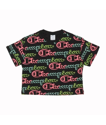 Camiseta Champion Crewneck Croptop Preto Mulher