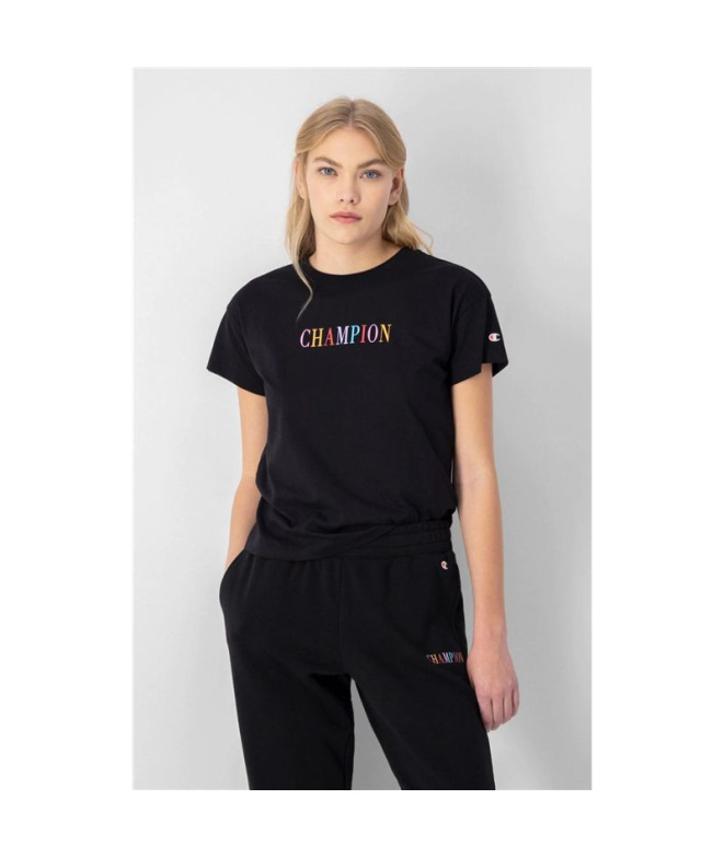 T-shirt Champion Crewneck Croptop Noir Femme