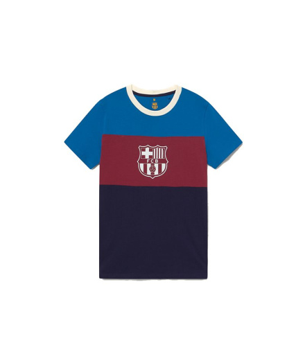 T-shirt Football F.C.Barcelona Tricolore Bouclier Barç
