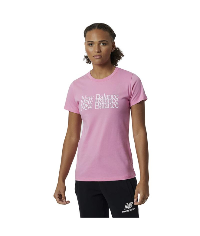 Camiseta New Balance Essentials Celebrate W Rosa