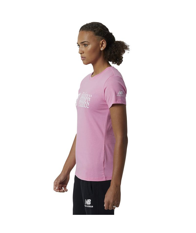 Camiseta New Balance Essentials Celebrate W Rosa
