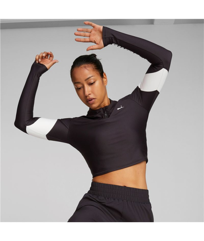 Camiseta Corta Puma Fit Eversculpt 1/4 Mulher Bk