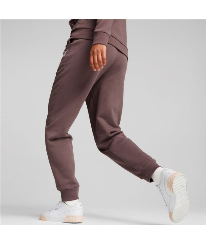 Pantalons Puma ESS+ Broderie Haute-W Femme Marron