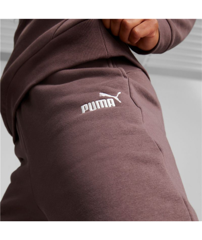 Pantalons Puma ESS+ Broderie Haute-W Femme Marron