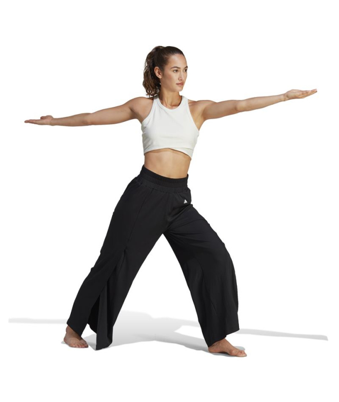 Pantalons de Fitness adidas Décontracté Noir Femme