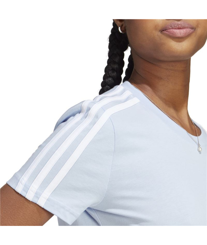 Camiseta adidas 3S T Azul Mujer