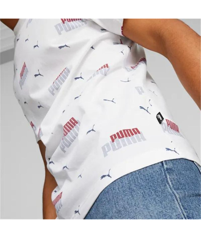 Camiseta Puma Ess+ Logo Power Aop Branco