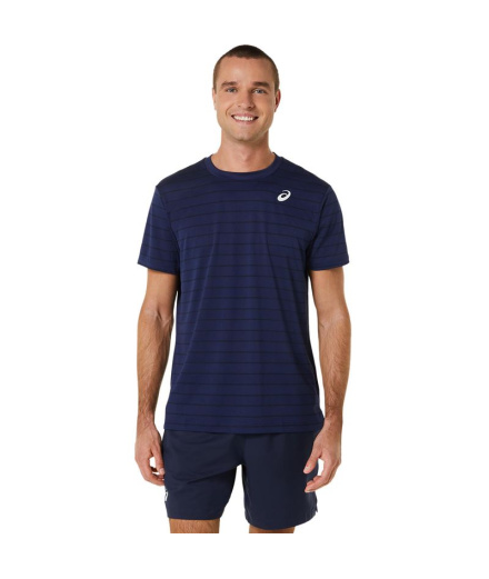 Camiseta de Tênis ASICS Court Stripe Homem Marinho