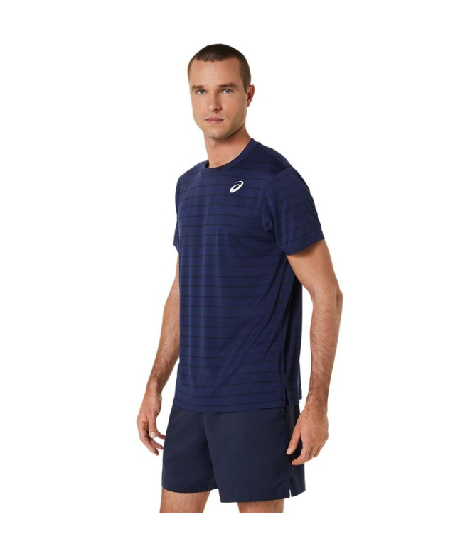 Camiseta de Tênis ASICS Court Stripe Homem Marinho
