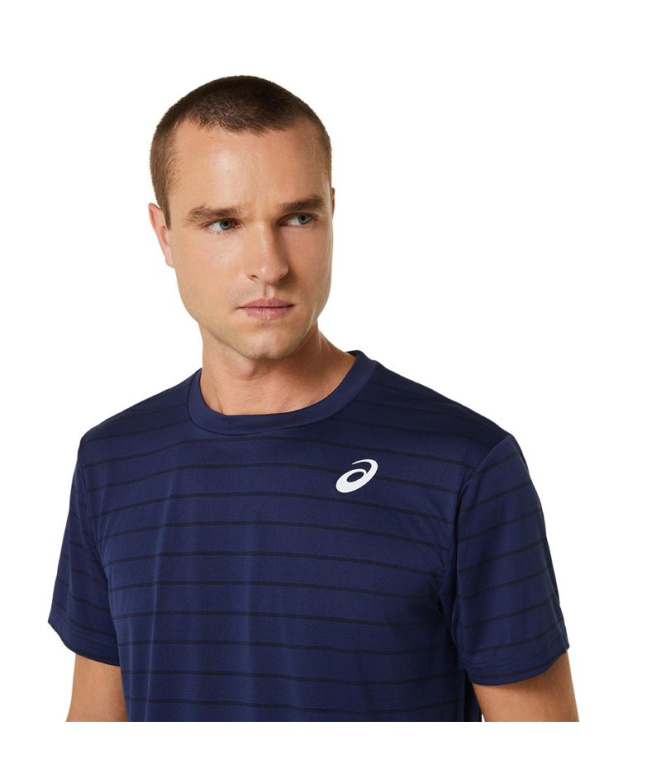 Camiseta de Tênis ASICS Court Stripe Homem Marinho