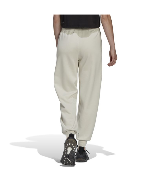 Calça de yoga adidas Aeroready Studio bege Mulher