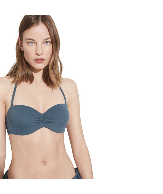 Top bikini Ysabel Mora Bandeau Push-Up Copa B Azul