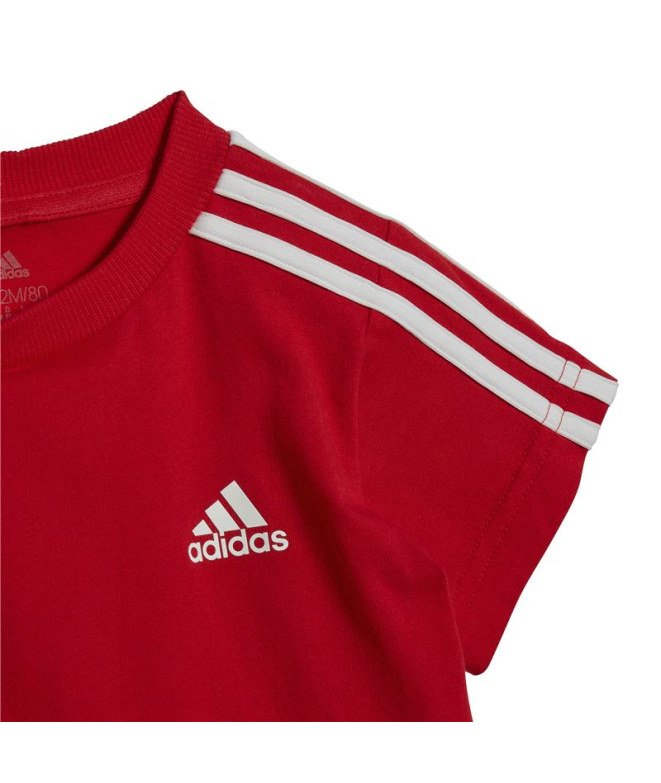 Conjunto adidas 3 Bandas Crianças Vermelho