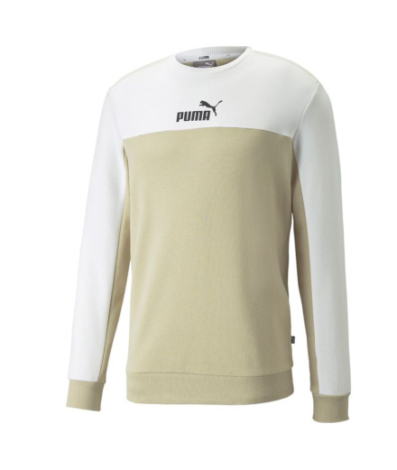 Sweat Puma ESS+ Block Crew M Blanc