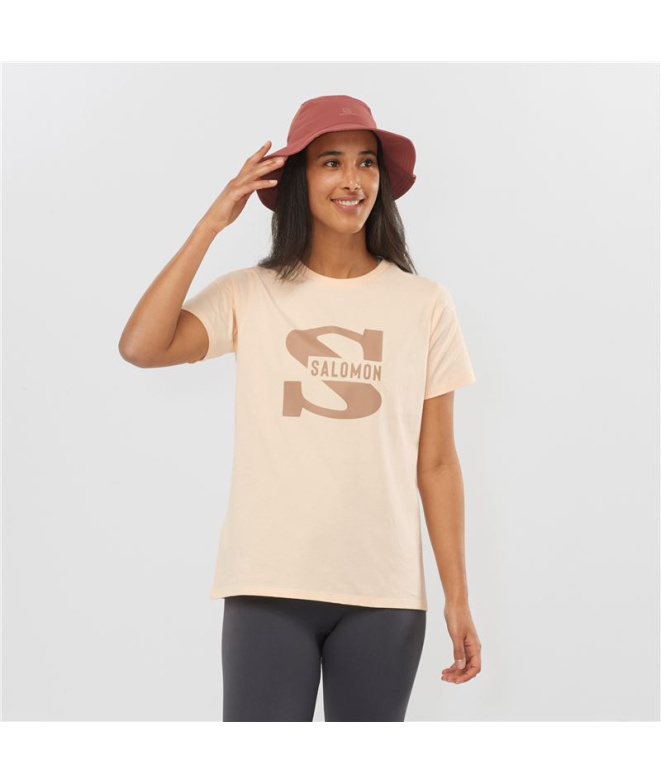 Camiseta Fitness Salomon Big Logo Nude