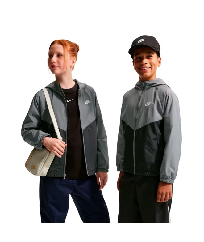 Casaco Nike Nsw Rpl Wr Hd Jkt Infantil Preto/Cinza
