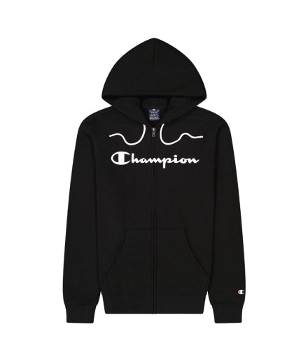 Casaco Champion com Capuz e Fecho Completo Preto Masculino