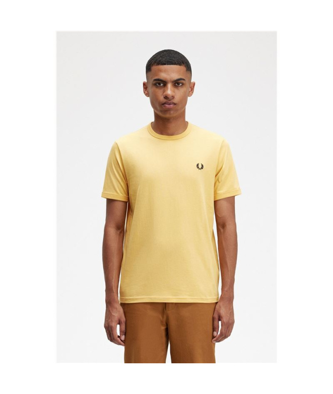 Camiseta Fred Perry Ringer Hombre Amarillo
