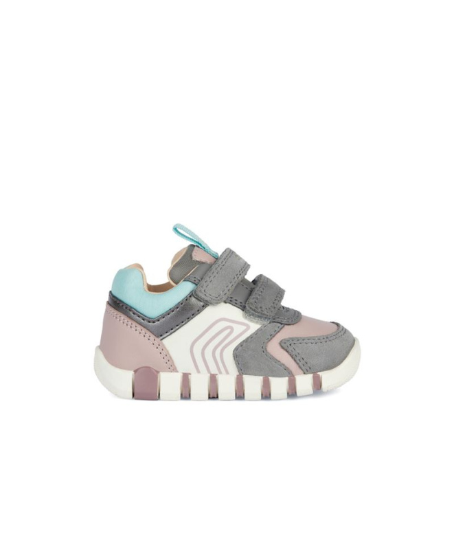 Sapatilhas Geox Iupidoo Menina Cinza/Rosa Antigo