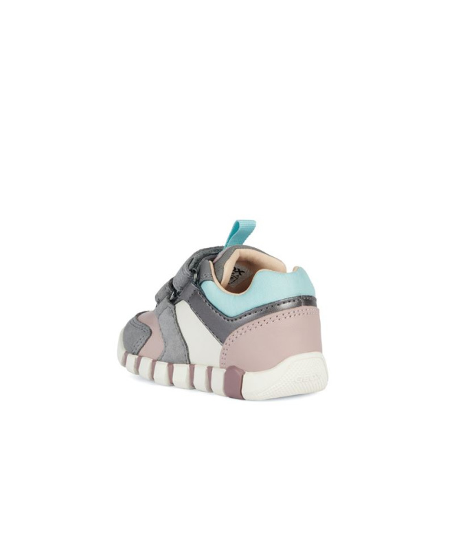 Chaussures Geox Iupidoo Fille Gris/Rose Ancien