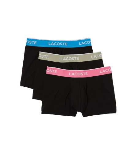 Calzoncillos Lacoste 3PK Contrasting Waistband Negro Hombre