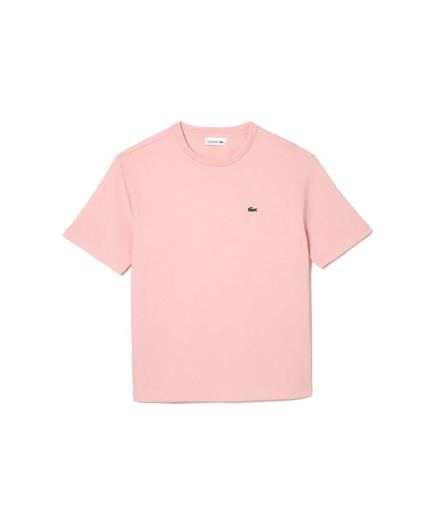 Camiseta Lacoste Crew Neck Premium Cotton Rosa Mulher