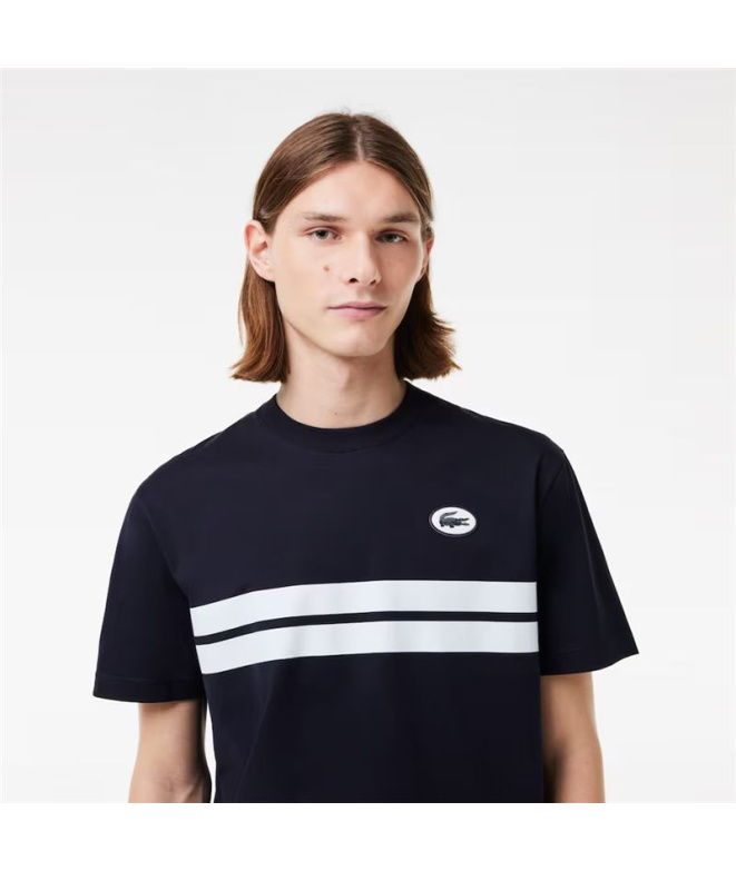 Camiseta Lacoste Cols Roules Homem Azul Marinho