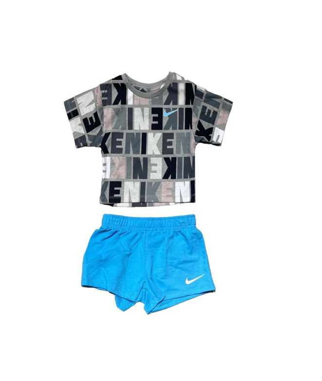 Conjunto Nike Knit Short Azul Menina