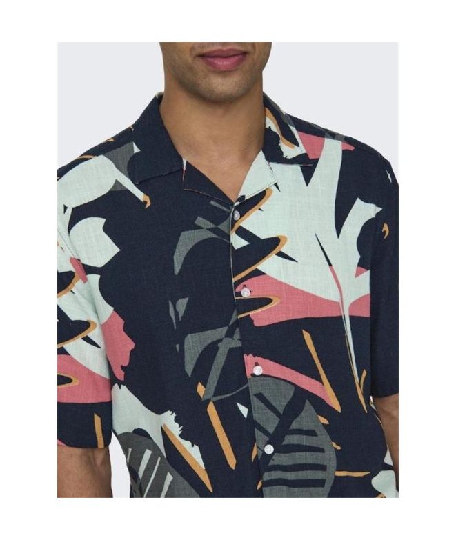 Camisa Only & Sons Onsbertil Reg Visc Linen...