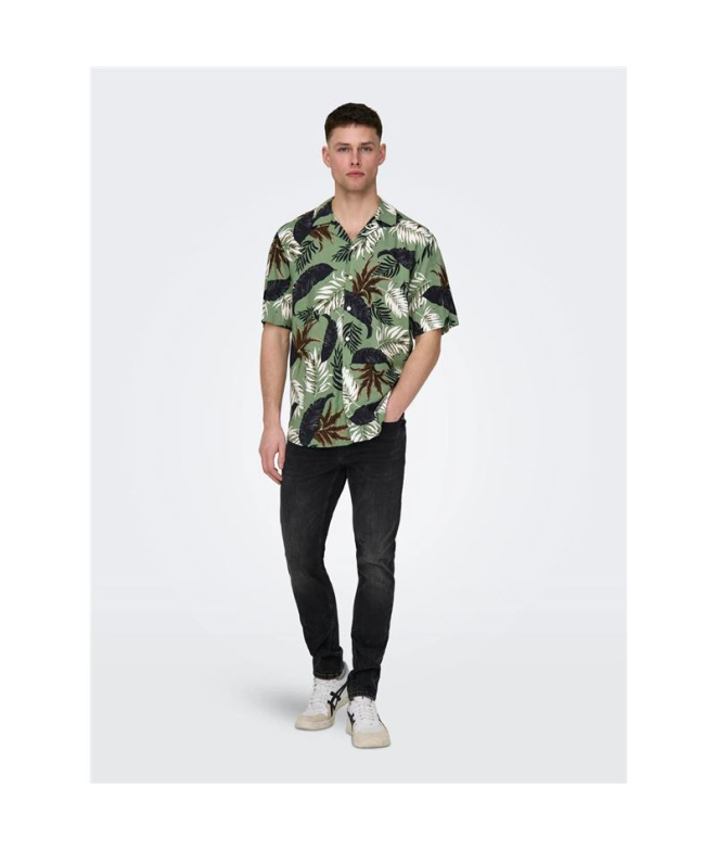 Camisa Only & Sons Corte Regular Gola Cubana...