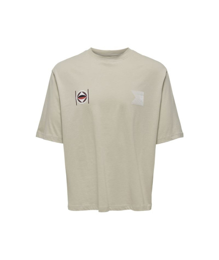 Camiseta Only & Sons Onslenny Ovz Element Beige Homem