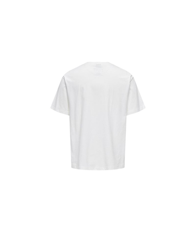 T-shirt Only & Sons Mickey Rlx Cloud Dancer Homme